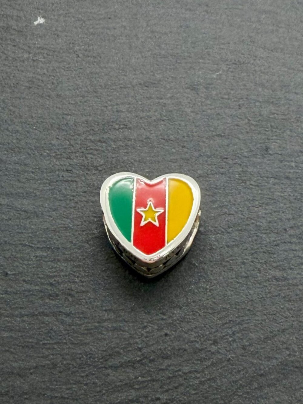 Pandora Cameroon Flag Heart Charm Sterling Silver Jewelry